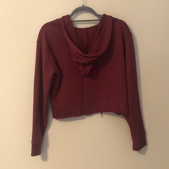 NWOT LA Hearts Maroon Lace Up Cropped Hoodie - Picture 4 of 4